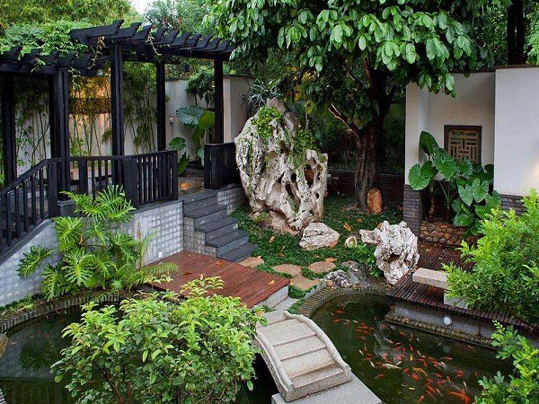 自然典雅的别墅院落设计中可以运用的自然元素与人文元素